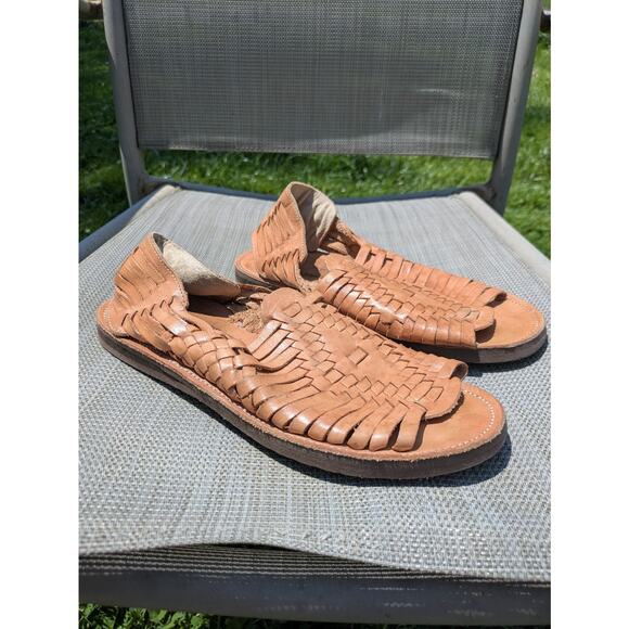 Sz 7 Chamula Chichen Huarache Sandals Womens Brown Tan Open Toe Slip On RTL $172 - Picture 1 of 16